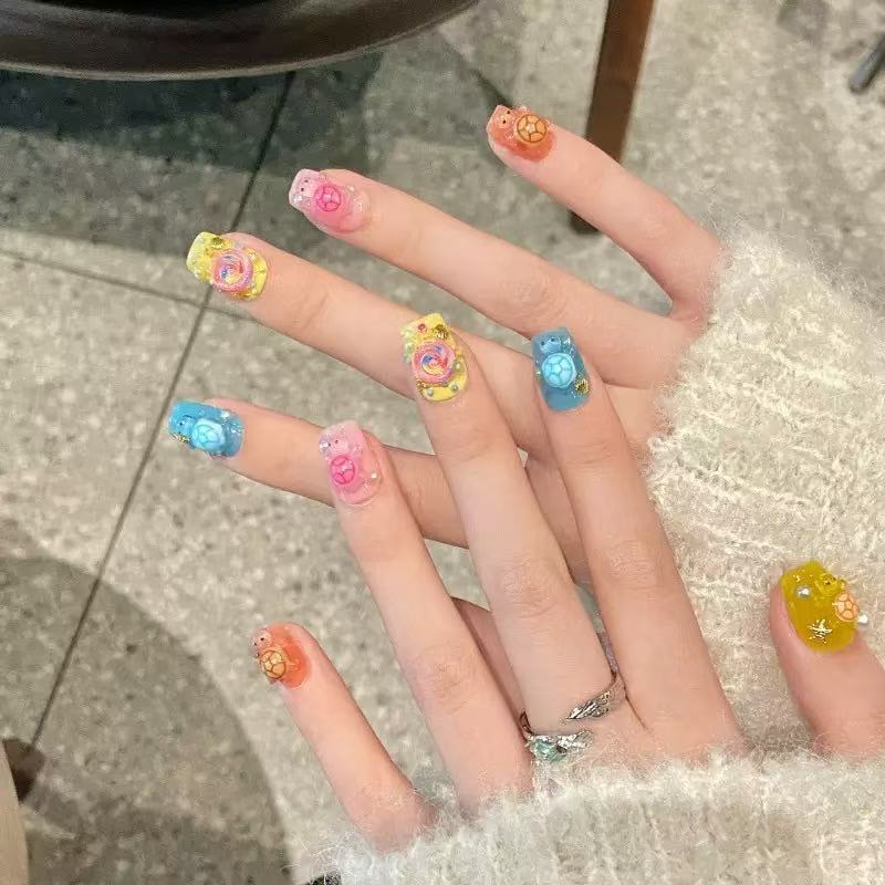 Resin Art Case - 100개 미니 컬러풀 거북이 레진 참