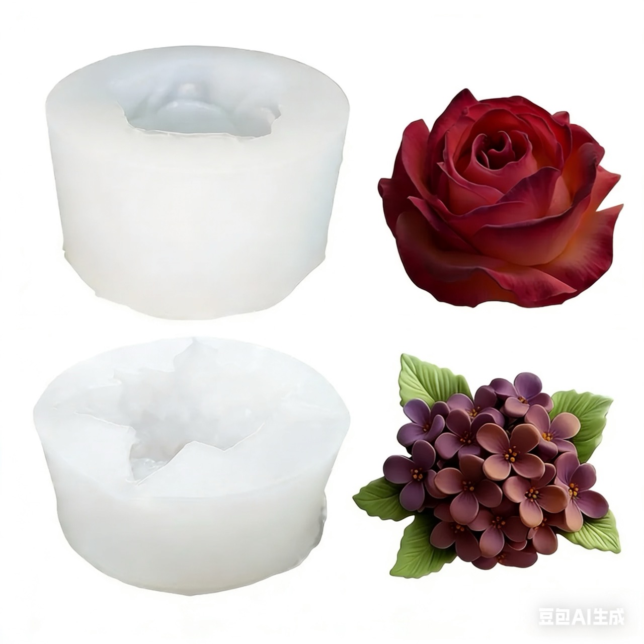 Resin Art Rose - 3D 장미 라일락 꽃 실리콘 몰드