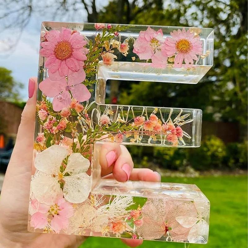 초기 문자 및 드라이 플라워 장식 송진 램프, 창의적인 - Resin Art Alphabet 리뷰 및 가격