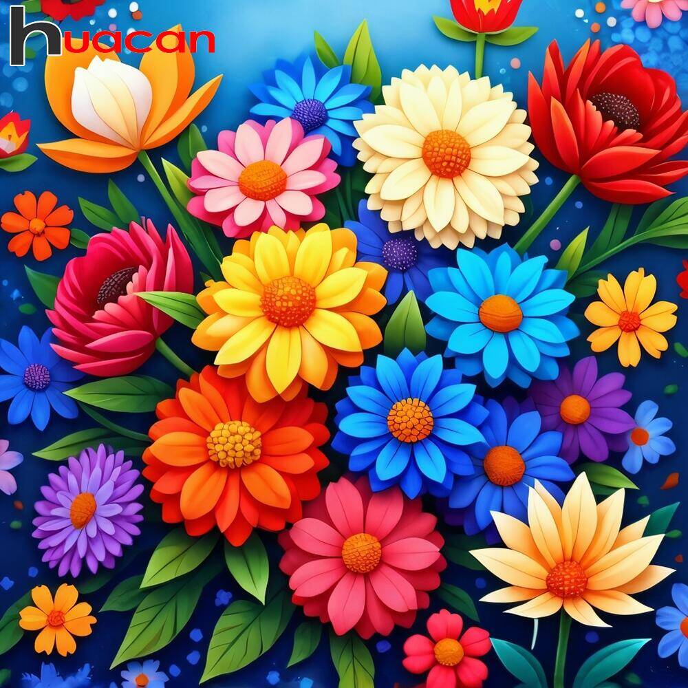 Huacan 다이아몬드 아트 모자이크 키트 국화 꽃 전 - Resin Art Wallpaper 리뷰 및 가격